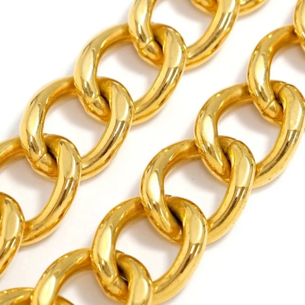 CHANEL CC Logos Turnlock Thick Chain Necklace 16" Gold Tone 96P Auth #791-36 - Picture 8 of 8